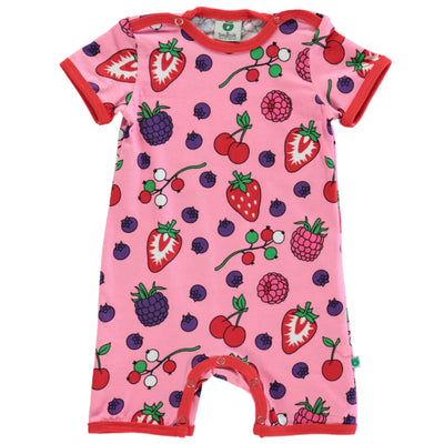 Short-sleeved baby suit with berries