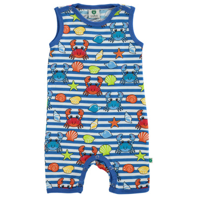 Sleeveless baby suit with crabs