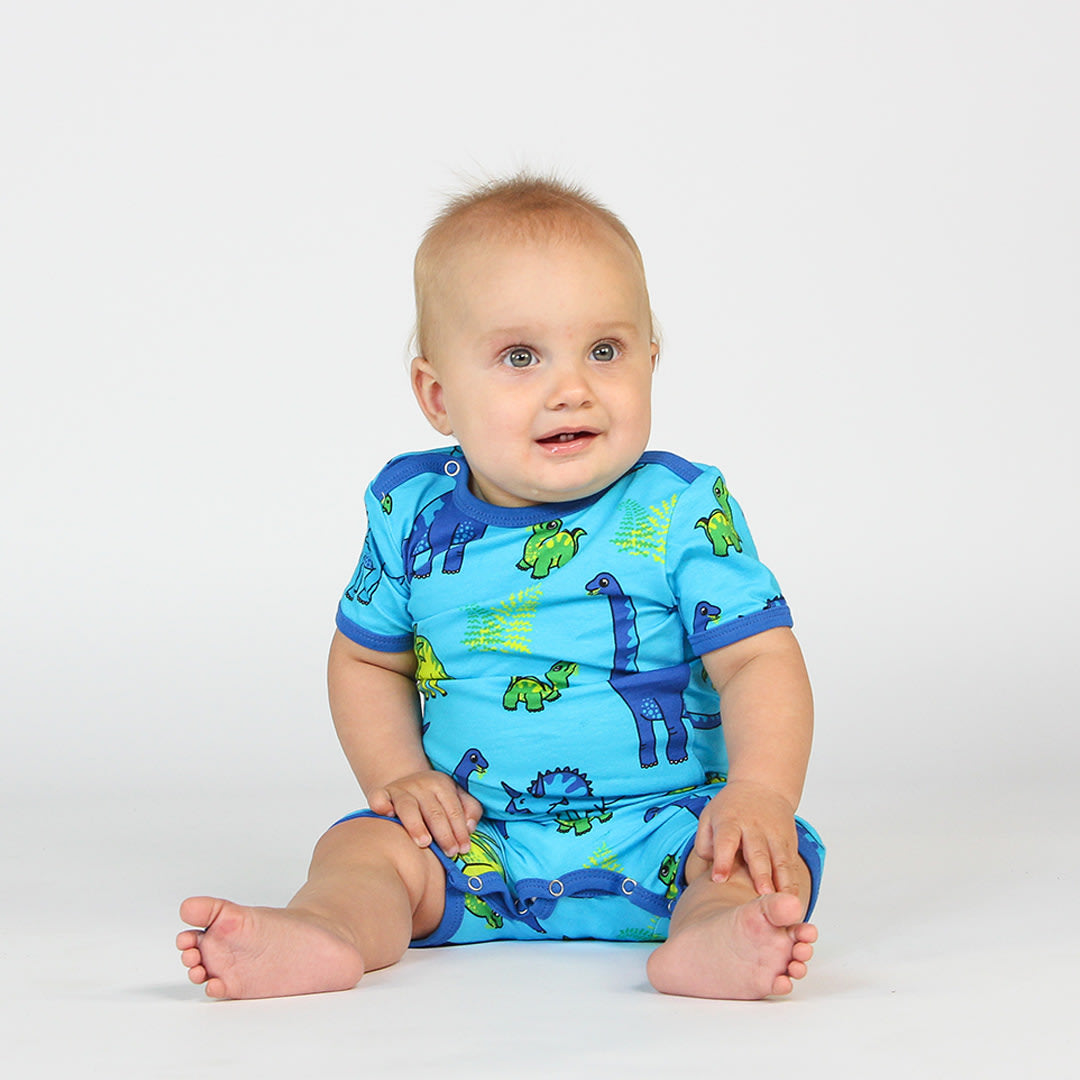 Short-sleeved baby suit with dinosaur
