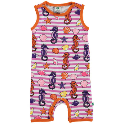 Sleeveless baby suit with seahorses