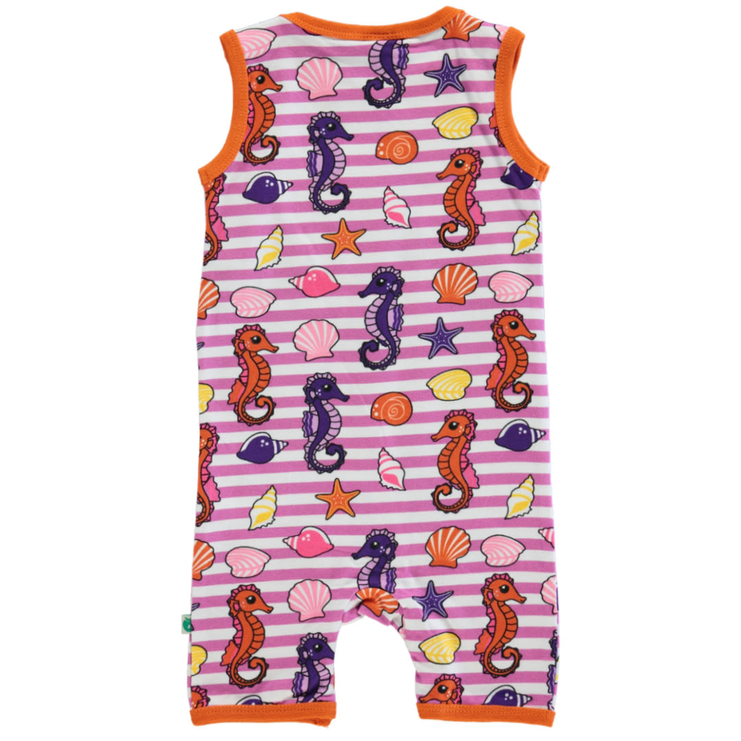 Sleeveless baby suit with seahorses