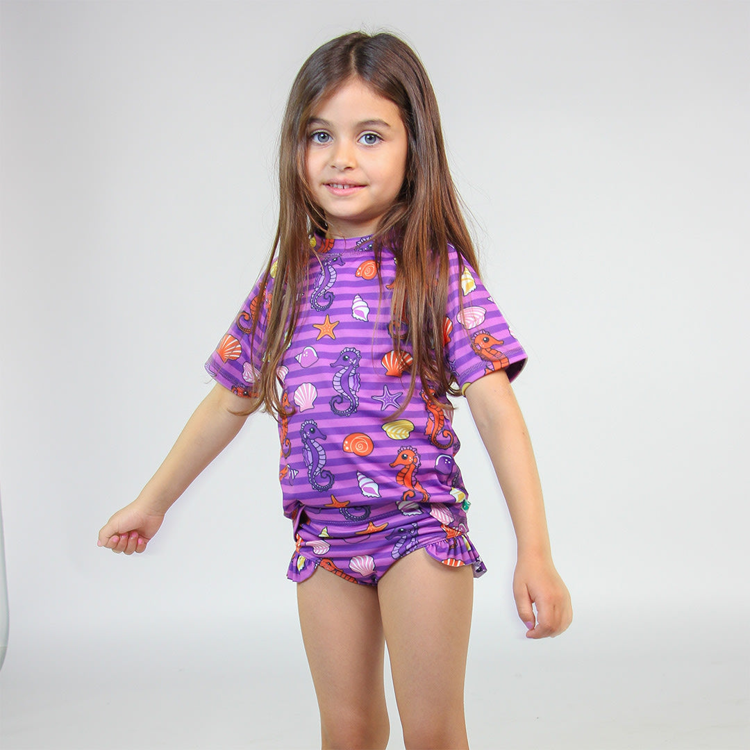 UV50 t-shirt for children with seahorses