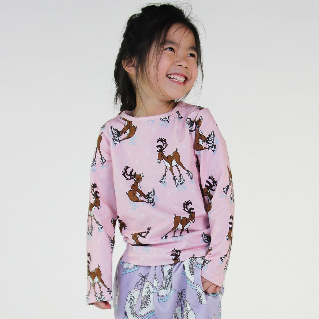 Long-sleeved top with reindeer