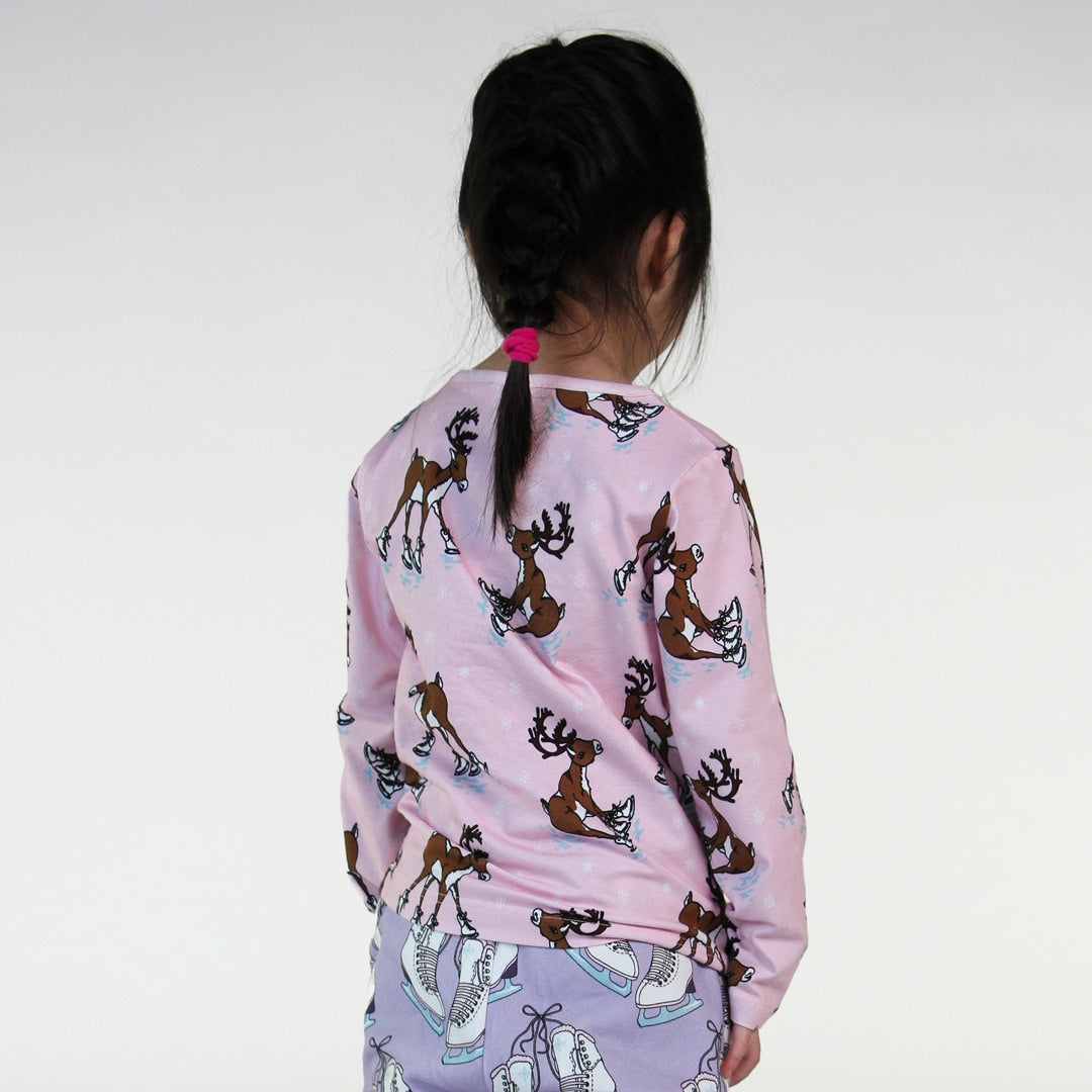 Long-sleeved top with reindeer