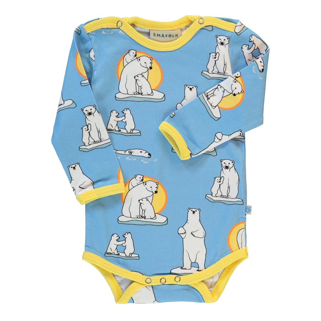 Long-sleeved baby body with polar bears