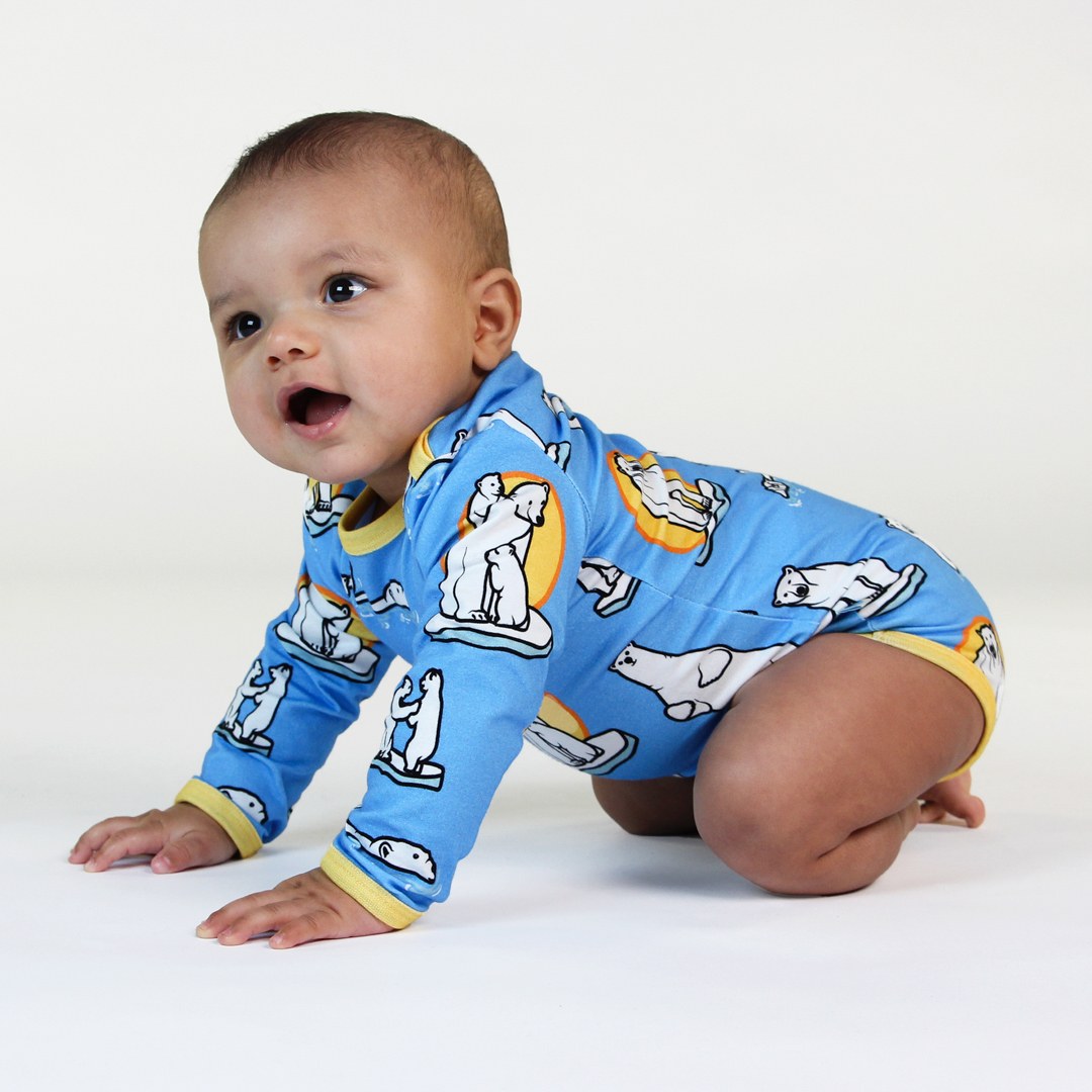 Long-sleeved baby body with polar bears