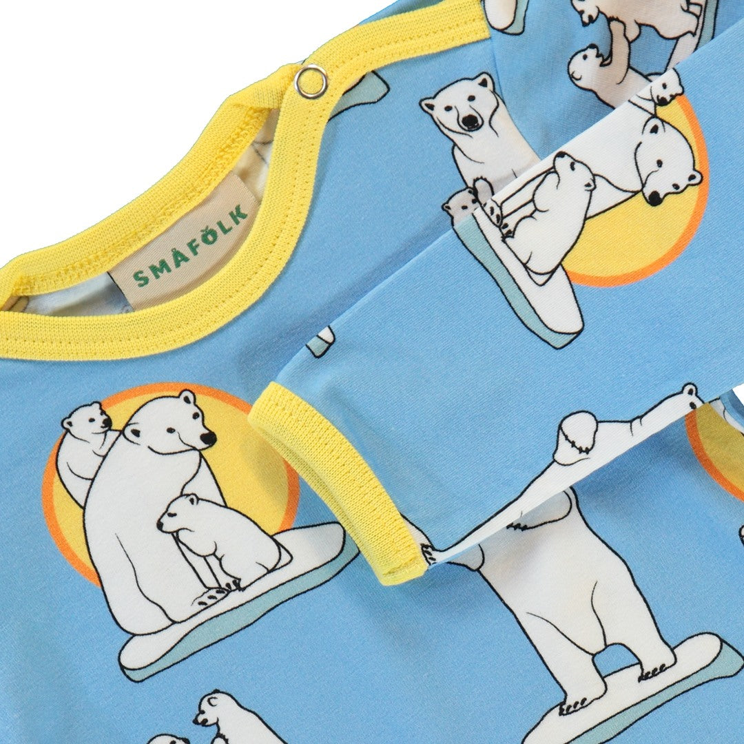 Long-sleeved baby body with polar bears