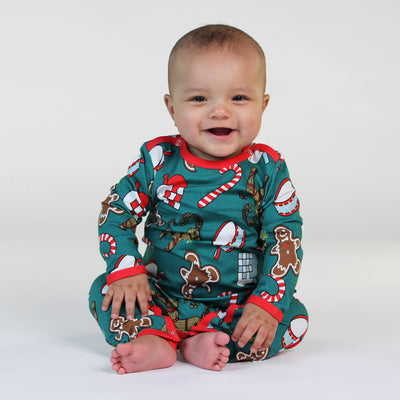 Long-sleeved baby suit with Christmas decorations