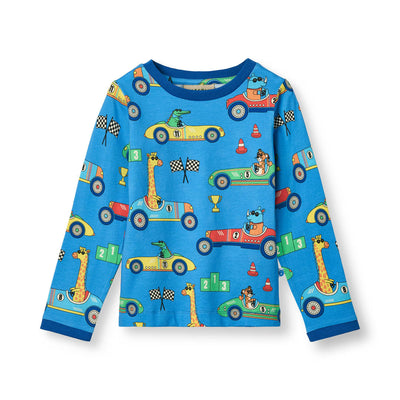 Long-sleeved top with race cars