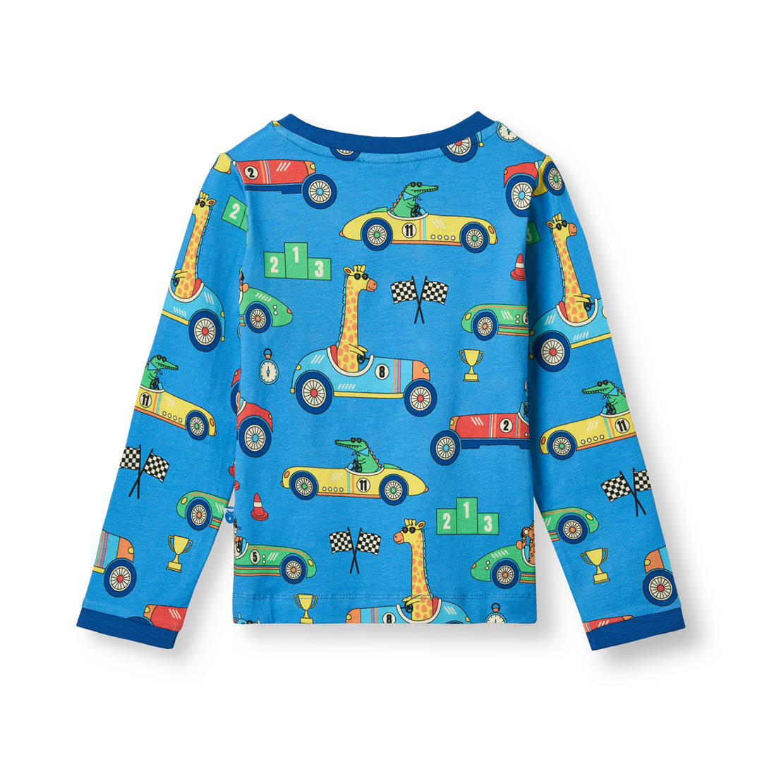 Long-sleeved top with race cars