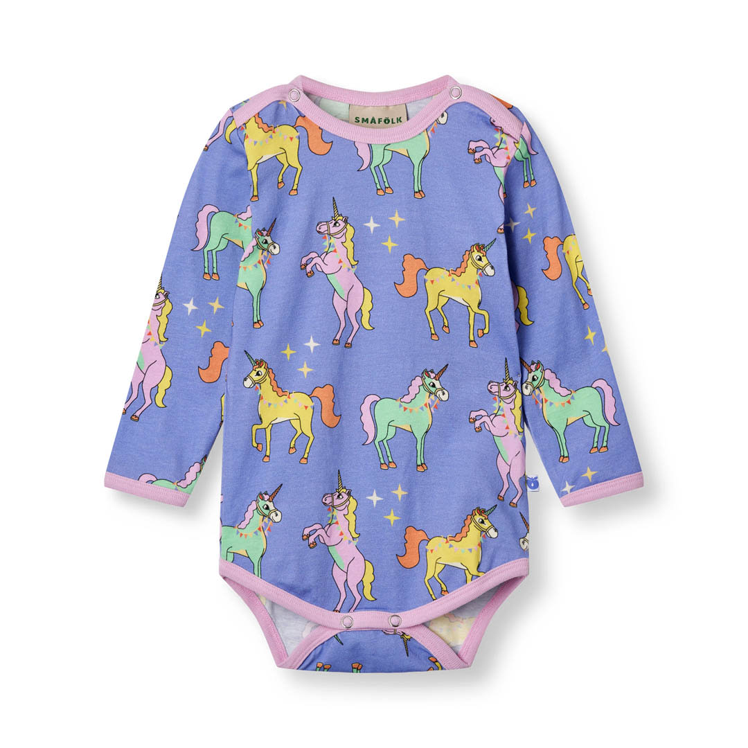 Long-sleeved baby body with unicorns