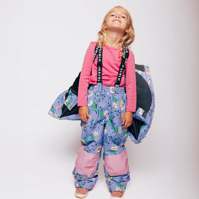 Ski pants with birds and flowers