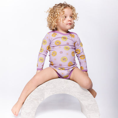 Elstar long-sleeved baby body with sunflowers