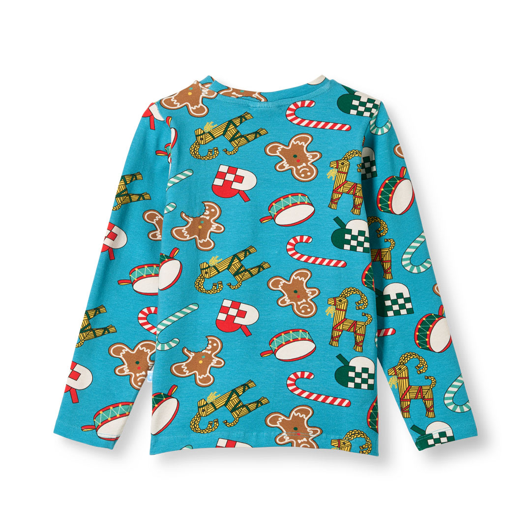 Gala long-sleeved top with Christmas decorations
