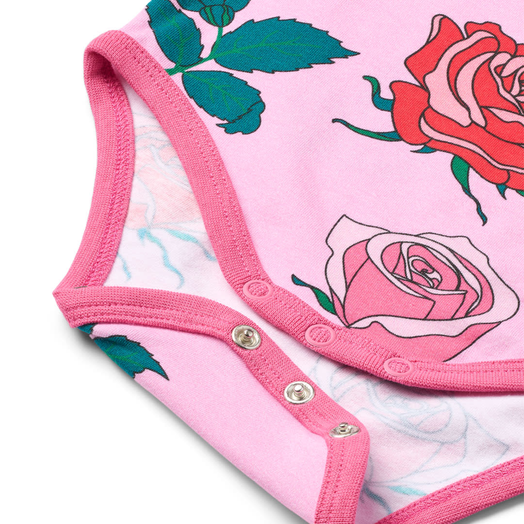 Ulm long-sleeved baby body with roses