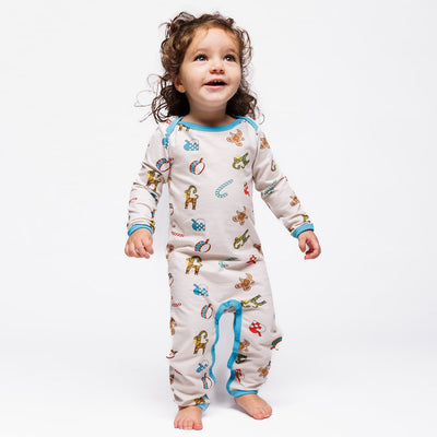 Ulm long-sleeved baby suit with Christmas decorations