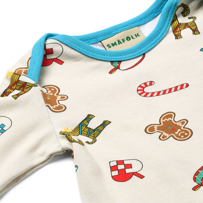 Ulm long-sleeved baby suit with Christmas decorations
