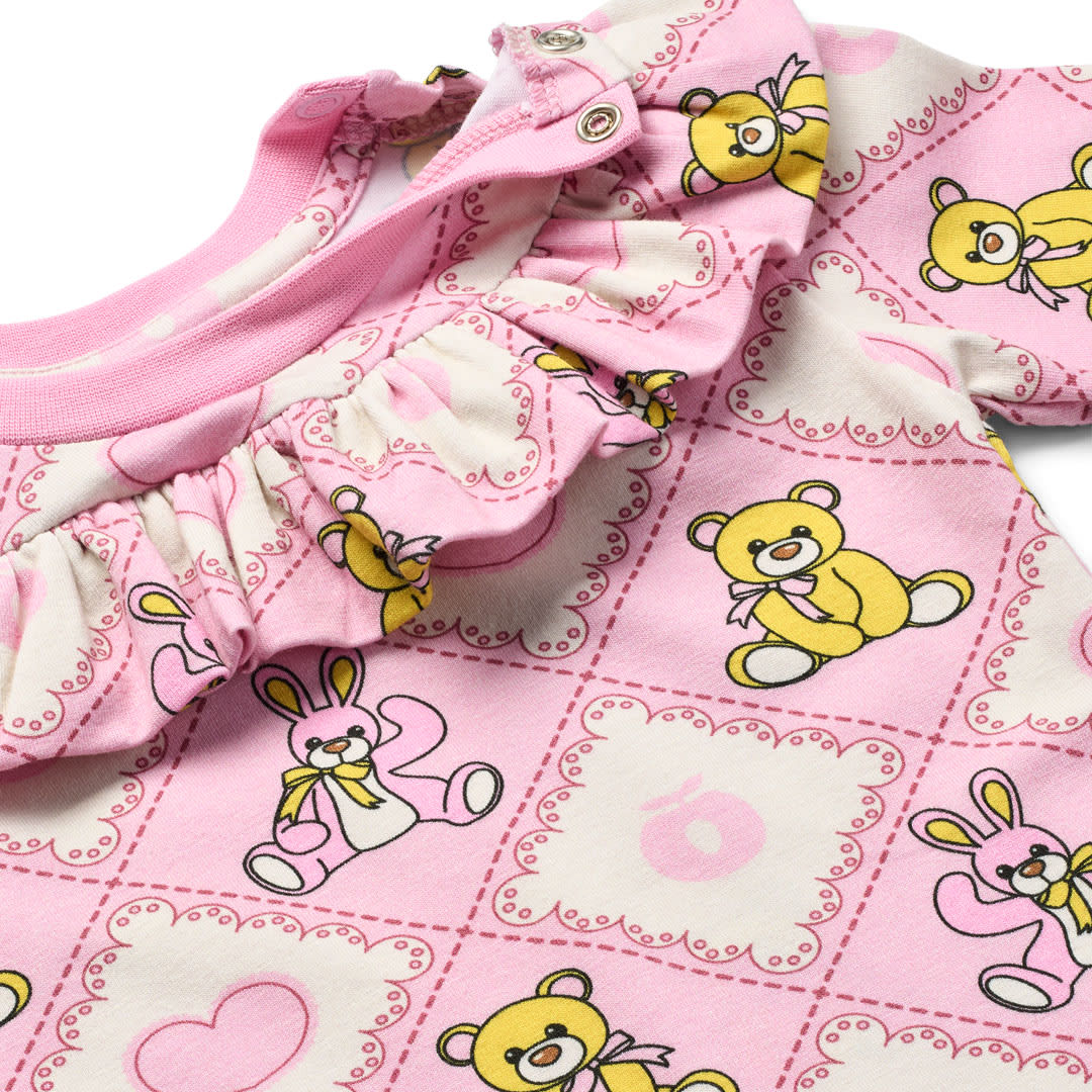 Paula Red long-sleeved baby body with teddy bears