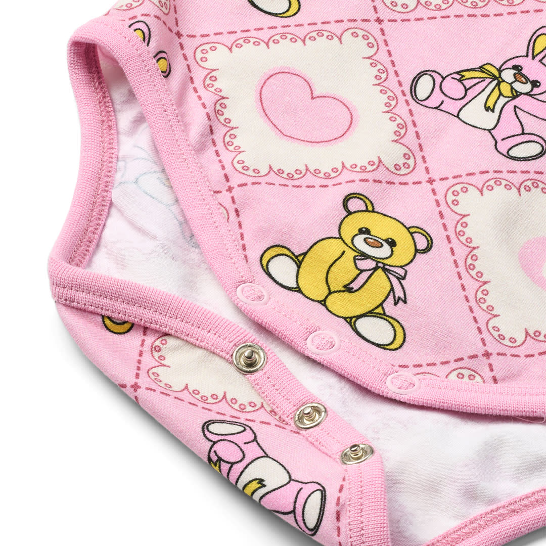 Paula Red long-sleeved baby body with teddy bears