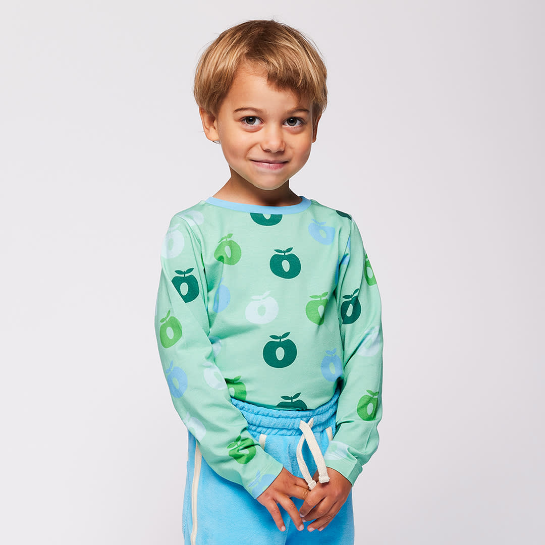 Gala long-sleeved top with apples