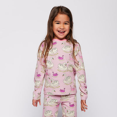 Gala long-sleeved top with swans