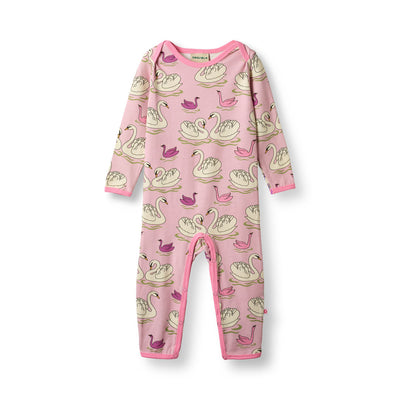 Ulm long-sleeved baby suit with swans