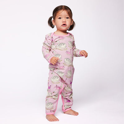 Ulm long-sleeved baby suit with swans