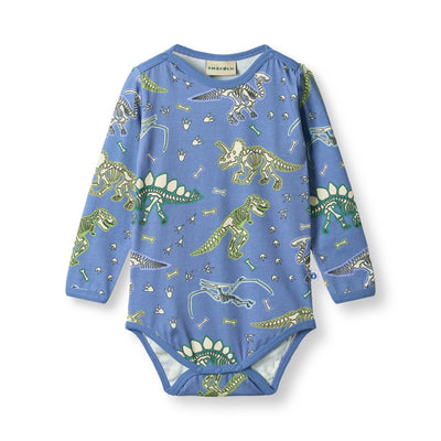 Elstar long-sleeved baby body with dinosaurs