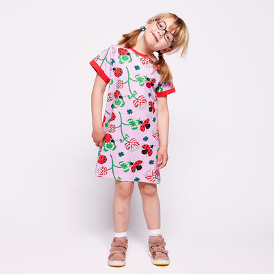Elstar short-sleeved t-shirt dress with ladybugs
