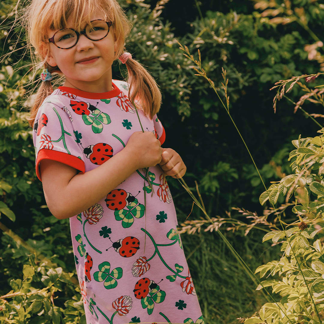 Elstar short-sleeved t-shirt dress with ladybugs
