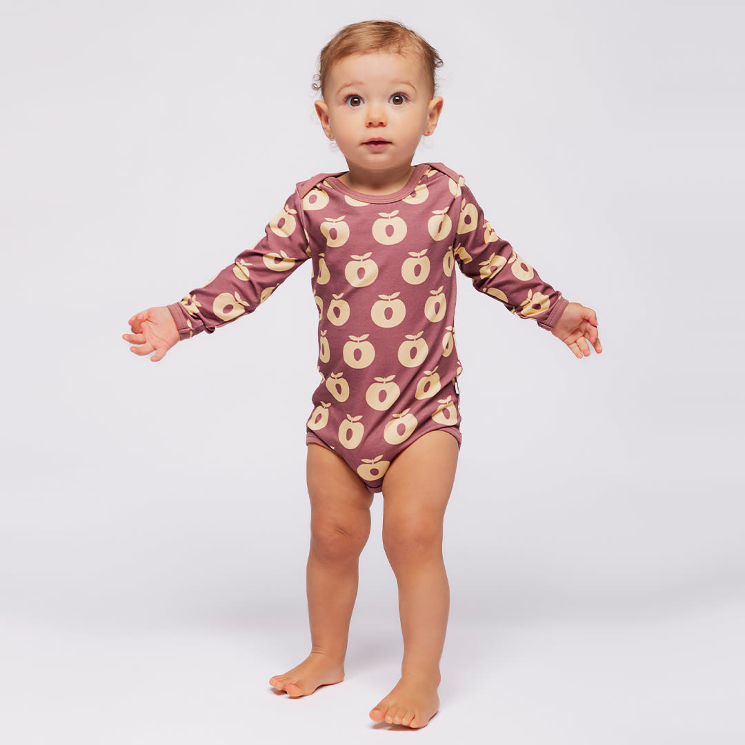 Ulm long-sleeved baby body with apples
