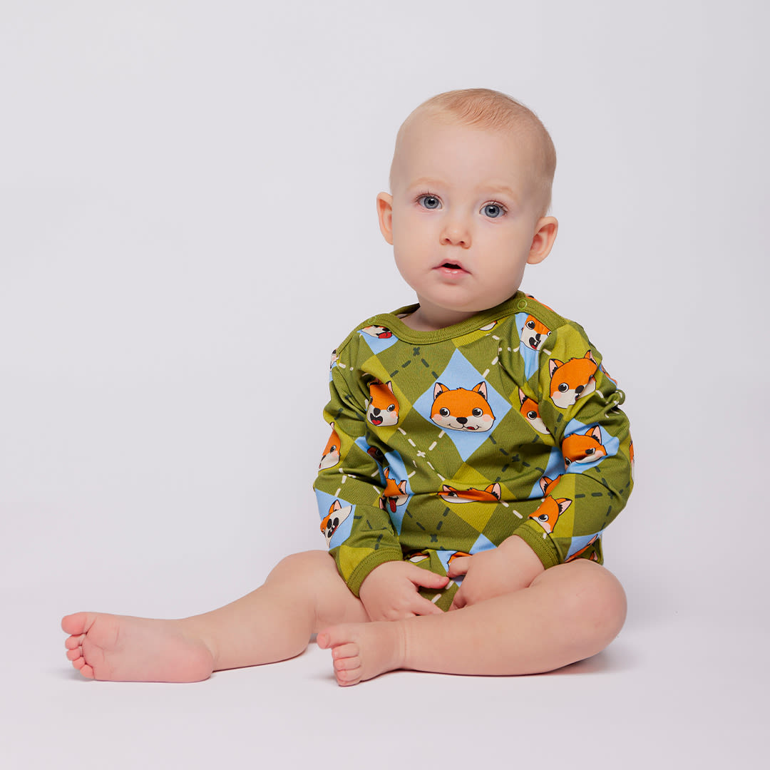 Elstar long-sleeved baby body with foxes