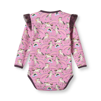 Regent long-sleeved baby body with unicorns