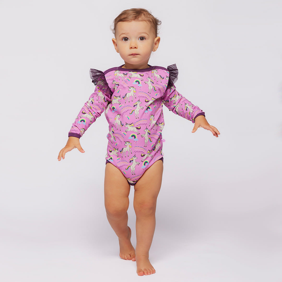 Regent long-sleeved baby body with unicorns