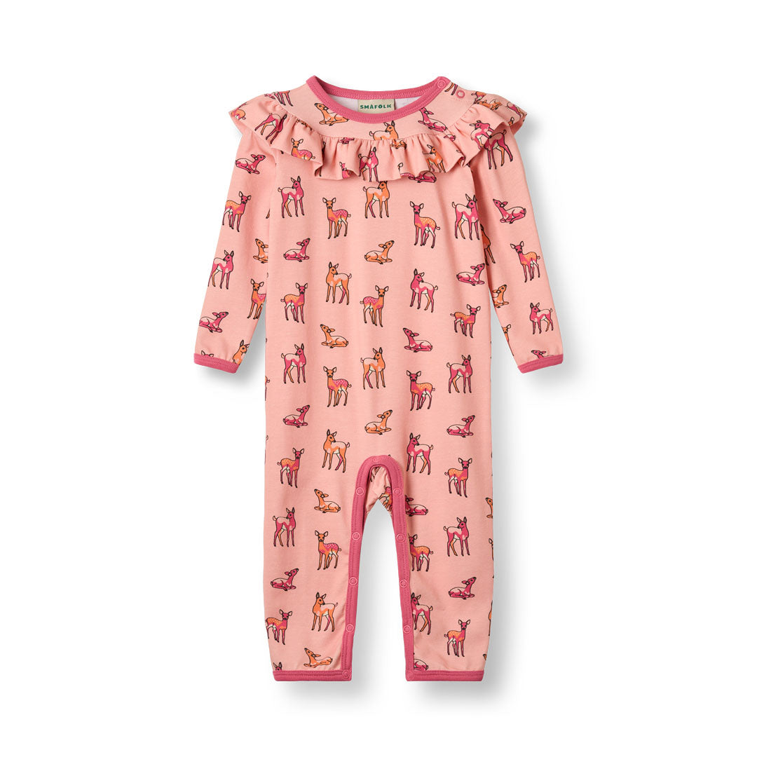 Paula Red long-sleeved baby suit with deers