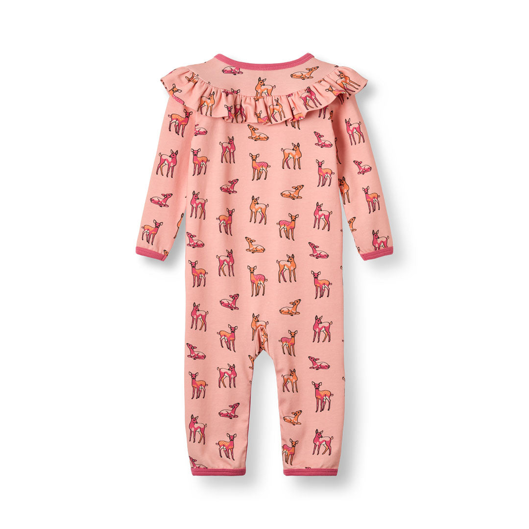 Paula Red long-sleeved baby suit with deers