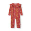 Paula Red long-sleeved baby suit with flowers