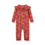 Paula Red long-sleeved baby suit with flowers
