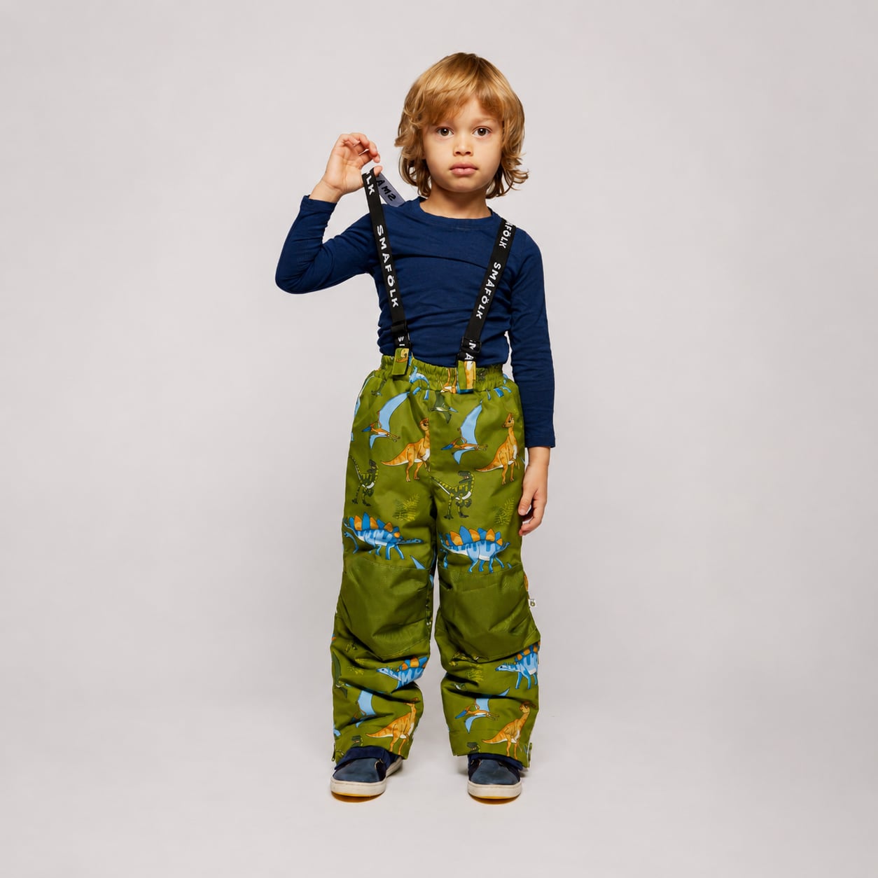 Ski pants with dinosaurs