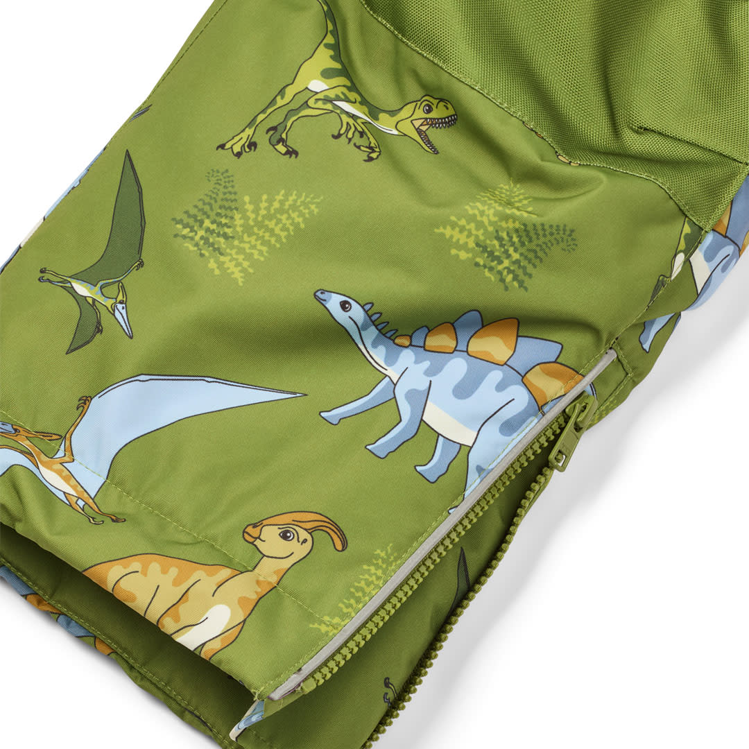 Ski pants with dinosaurs