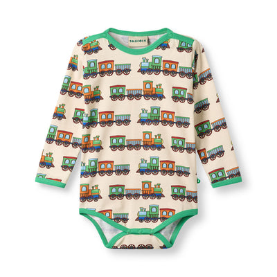 Elstar long-sleeved baby body with trains