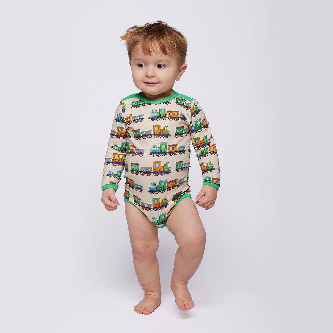 Elstar long-sleeved baby body with trains