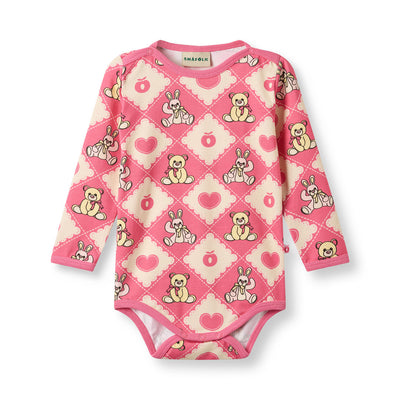 Elstar long-sleeved baby body with teddy bears