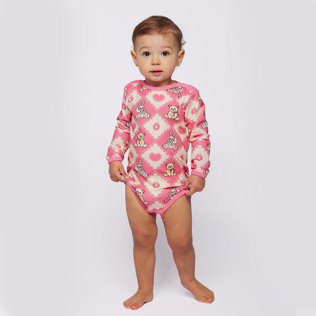 Elstar long-sleeved baby body with teddy bears