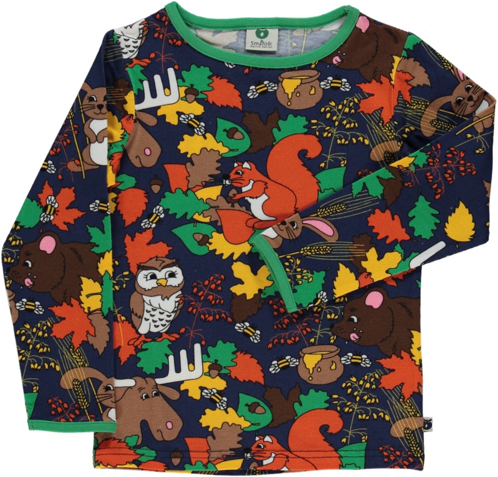 Long-sleeved top with forrest animals