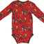 Long-sleeved baby body with deers, hares, and birds