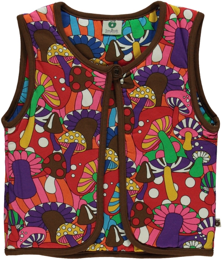 Reversible vest with retro mushrooms