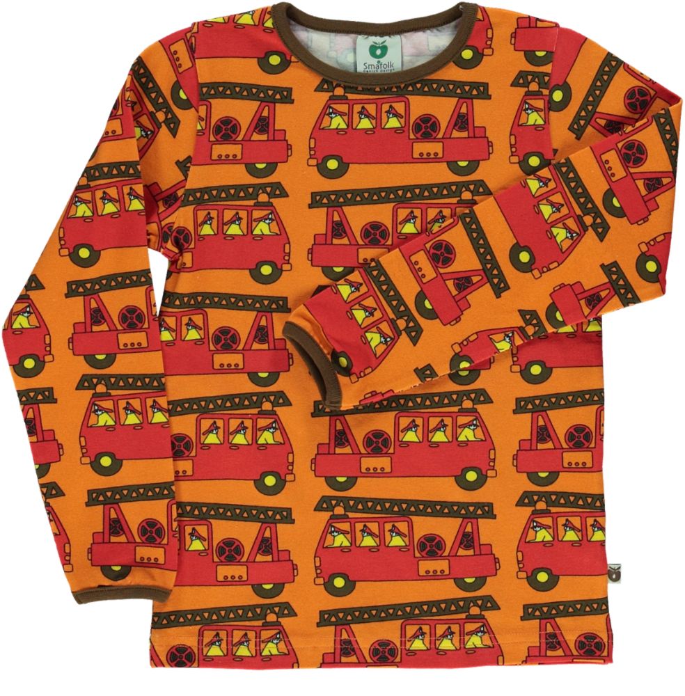 Long-sleeved blouse with fire engine