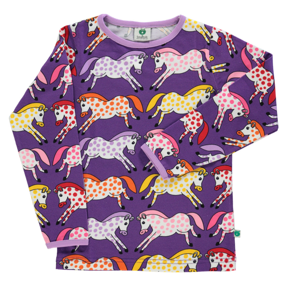 Long-sleeved top with horses