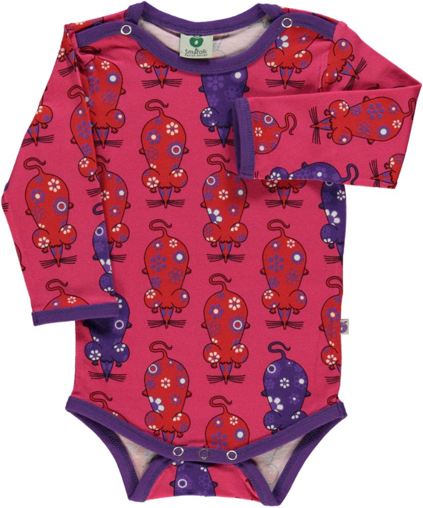 Long-sleeved baby body with mice